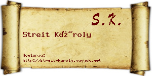 Streit Károly névjegykártya