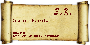 Streit Károly névjegykártya